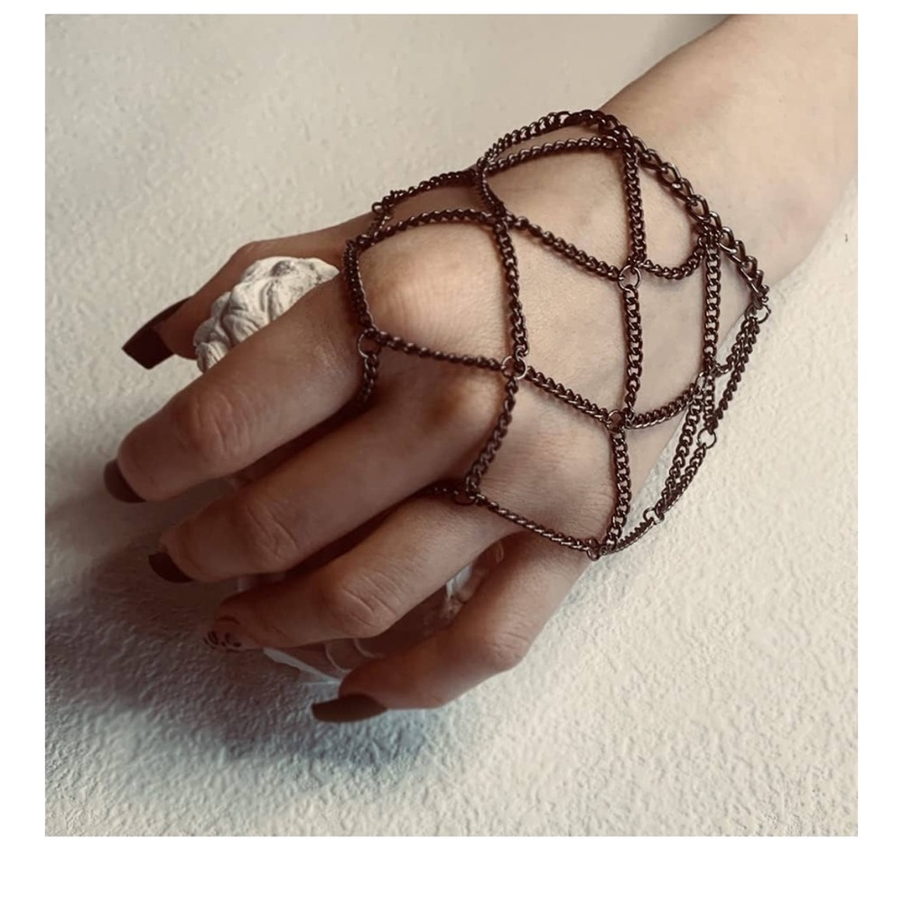 Gothic chain harness hand jewelry club costume festival rave outfit lingerie